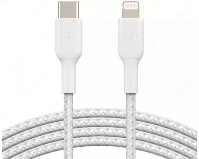 Кабель Belkin USB-С - Lightning  BRAIDED  1m  white