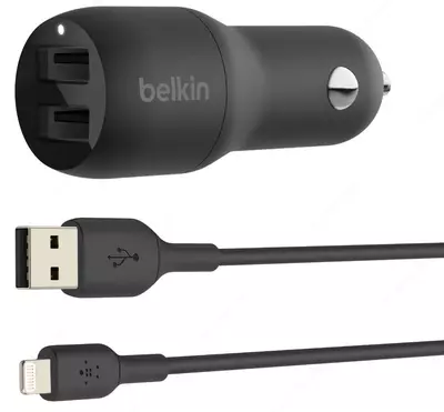 Автомобильное ЗУ Belkin Car Charger 24W Dual USB-A  USB-A - Lightning  1m  black
