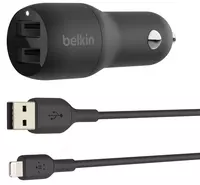Автомобильное ЗУ Belkin Car Charger 24W Dual USB-A  USB-A - Lightning  1m  black
