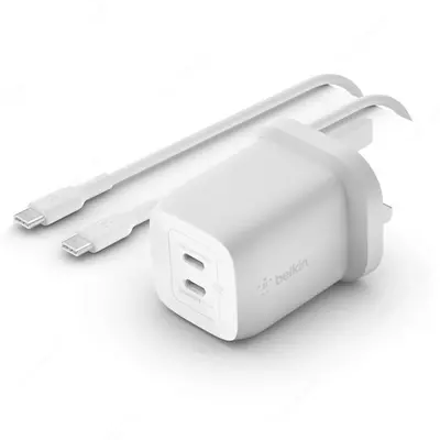  Сетевое ЗУ Belkin Home Charger 65W GAN PD PPS Dual USB-С - USB-С 2м (поврежденная упаковка) - 