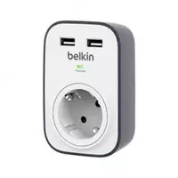 Сетевой фильтр Belkin 1XSchuko  c защитой от перенапряжения  2xUSB 2.4A  306 Дж  UL 500 В  белый