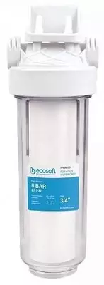 Фильтр магистральный Ecosoft 10  прозрачная колба  подкл. 3/4  с полипропиленовым картриджем 