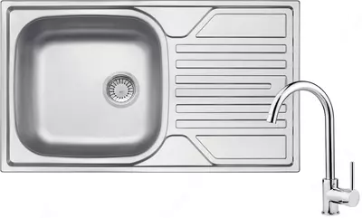  Oshxona uchun lavabo Deante Sabor  keramika  tortburchak  drenajsiz  595x475x220mm  piyola - 1  oralgan  oq  - 