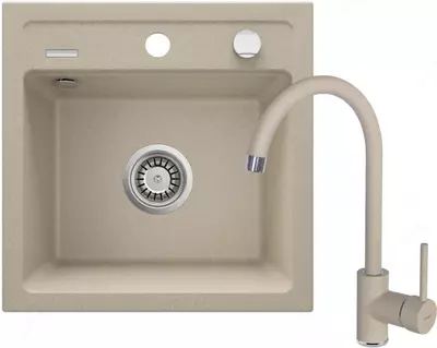 Oshxona uchun lavabo Deante Sabor  keramika  tortburchak  drenajsiz  595x475x220mm  piyola - 1  oralgan  oq 