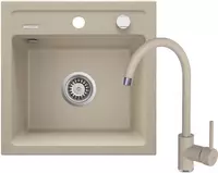 Oshxona uchun lavabo Deante Sabor  keramika  tortburchak  drenajsiz  595x475x220mm  piyola - 1  oralgan  oq 