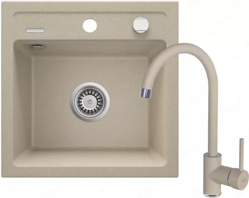 Oshxona uchun lavabo Deante Sabor  keramika  tortburchak  drenajsiz  595x475x220mm  piyola - 1  oralgan  oq 