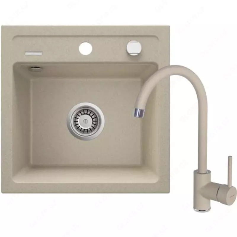 Oshxona uchun lavabo Deante Sabor  keramika  tortburchak  drenajsiz  595x475x220mm  piyola - 1  oralgan  oq 