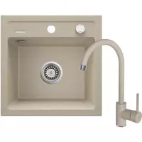Oshxona uchun lavabo Deante Sabor  keramika  tortburchak  drenajsiz  595x475x220mm  piyola - 1  oralgan  oq 