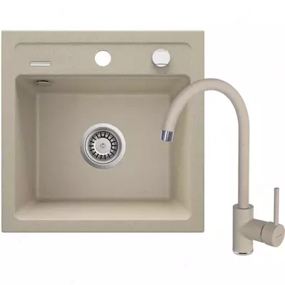 Oshxona uchun lavabo Deante Sabor  keramika  tortburchak  drenajsiz  595x475x220mm  piyola - 1  oralgan  oq 