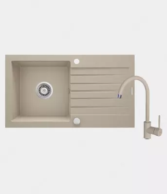 Oshxona uchun lavabo Deante Sabor  keramika  tortburchak  drenajsiz  595x475x220mm  piyola - 1  oralgan  oq 