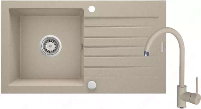 Oshxona uchun lavabo Deante Sabor  keramika  tortburchak  drenajsiz  595x475x220mm  piyola - 1  oralgan  oq 