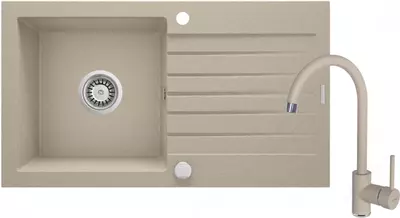  Oshxona uchun lavabo Deante Sabor  keramika  tortburchak  drenajsiz  595x475x220mm  piyola - 1  oralgan  oq  - 