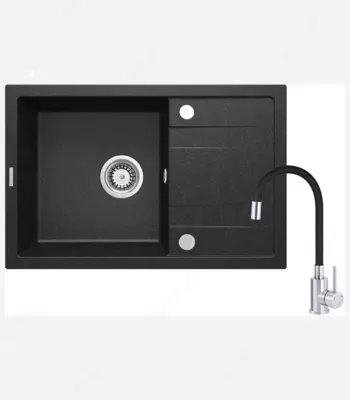 Oshxona uchun lavabo Deante Sabor  keramika  tortburchak  drenajsiz  595x475x220mm  piyola - 1  oralgan  oq 