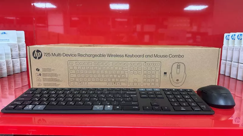 HP 725 Multi-Device Rechargeable Wireless Keyboard and Mouse Combo simsiz klaviatura va sichqoncha to‘plami