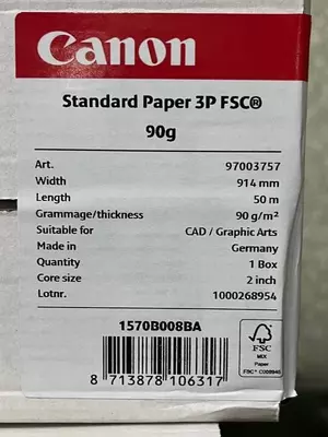 Кенг форматли қоғоз Canon Standard Paper FSC (80 г/м²  914 мм x 50 м)  А0 рулон