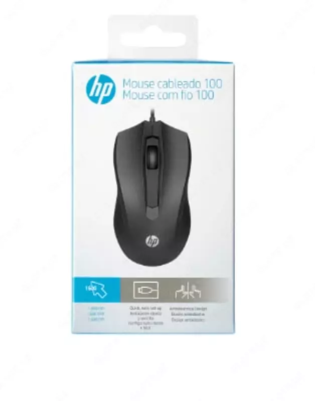 Проводная мышь HP 100 Wired Mouse (6VY96AA)  черный