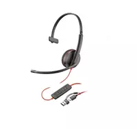 Poly Blackwire 3210 USB-C simli mono quloqchini (p/n 211019-02 / Bulk)  qora (USB-C/A otkazgich bilan)