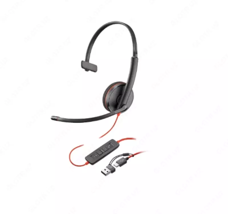 Poly Blackwire 3210 USB-C simli mono quloqchini (p/n 211019-02 / Bulk)  qora (USB-C/A otkazgich bilan)