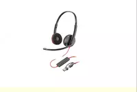 Poly Blackwire 3220 USB-C simli stereo quloqchini (p/n 8X228A6 / Bulk)  qora (USB-C/A otkazgich bilan)