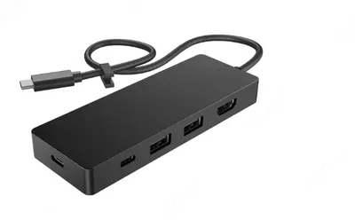 HP Travel Hub G3 USB-C koʻp funksiyali USB-xabi (p/n 86T46AA)  qora