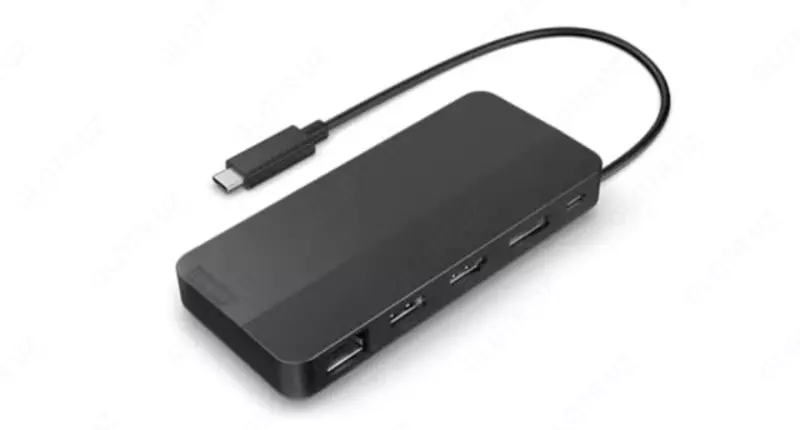 Lenovo USB-C Dual Display Dock ikki displeyli dok-stansiyasi (p/n 40B90000WW)  quvvat adaptersiz  qora