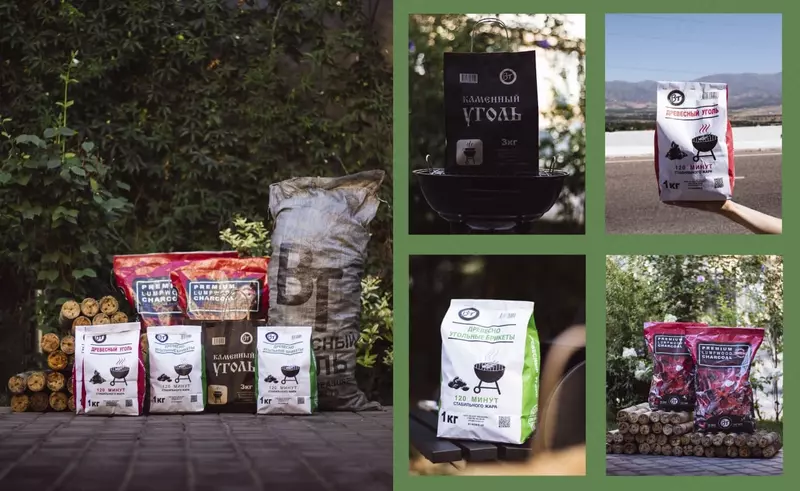 пакет с углем от 1 кг до 3 кг у нас есть - 10 000 сум