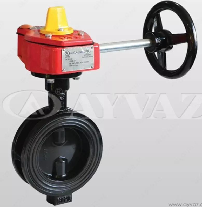 Ayvaz Monitoring ochirilgan kapalak klapan / 300PSI / UL & FM sertifikati / Gofret turi / 4 -