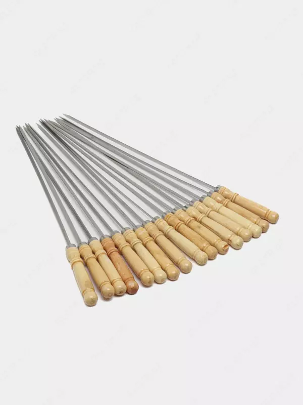 Шампура для грибов и овощей с деревянной ручкой 39 см (16 шт)