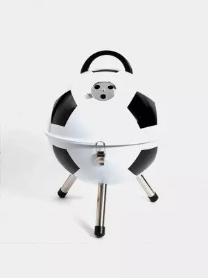 Barbekyu panjarali "Futbol" dumaloq qopqoqli (qora/oq)