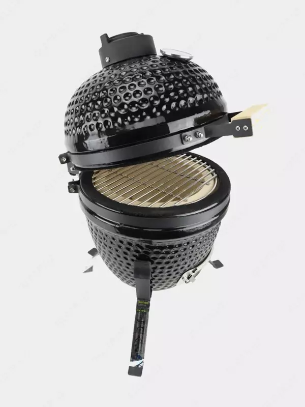 Керамический Барбекю-гриль мангал с крышкой (Черный)