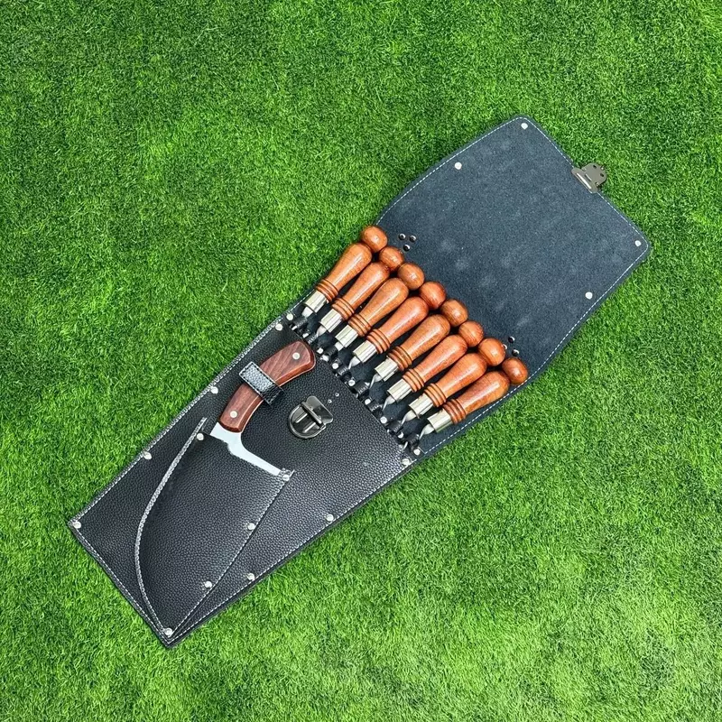Чехол из кожи (подарочный) для шампуров с ручкой