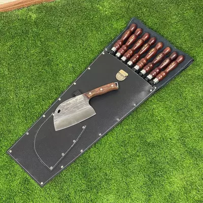 Чехол из кожи (подарочный) для шампуров с ручкой