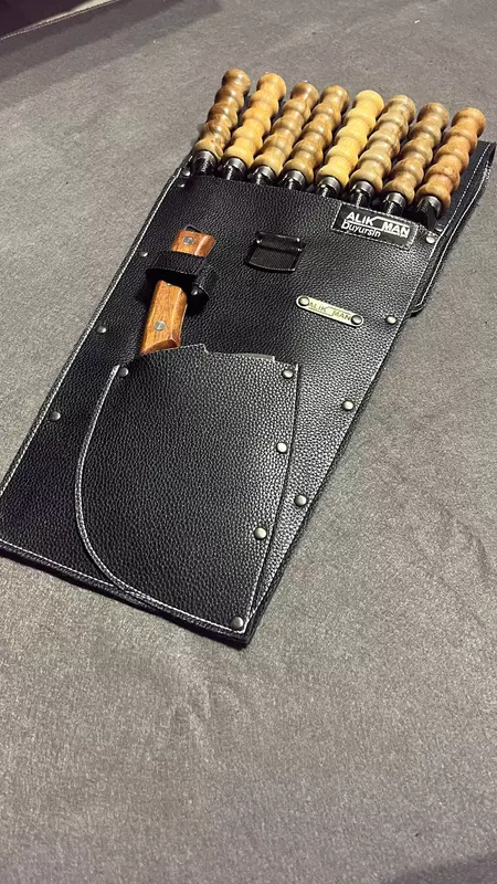 Чехол из кожи (подарочный) для шампуров с ручкой