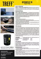 Suyuq kauchuk Bitumflex 1K gidroizolyatsiya emulsiyasi bitum polimer mastikasi Treff OOO UNIVERSAL PLAST MONTAJ ENGINEERING
