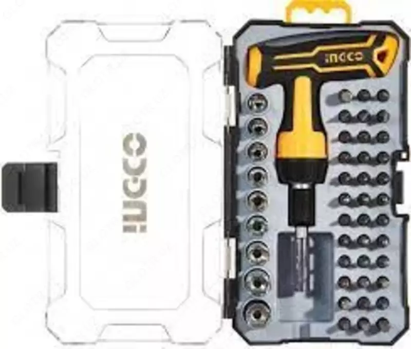 Отвертка T-образная с набором бит 47 шт. INGCO HKSDB0478