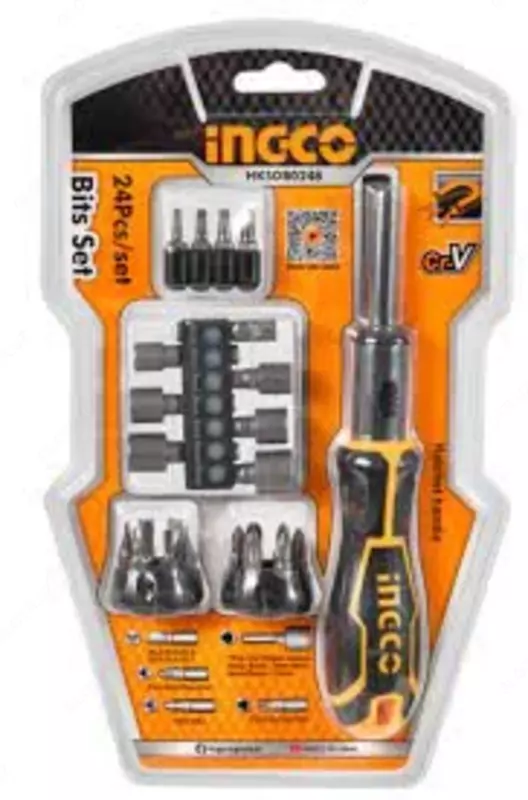 Отвертка-трещетка с битами и головками INGCO HKSDB0248