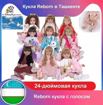 Yumshoq silikon vinil DOLL REBORN 24 dyuym 60 cm