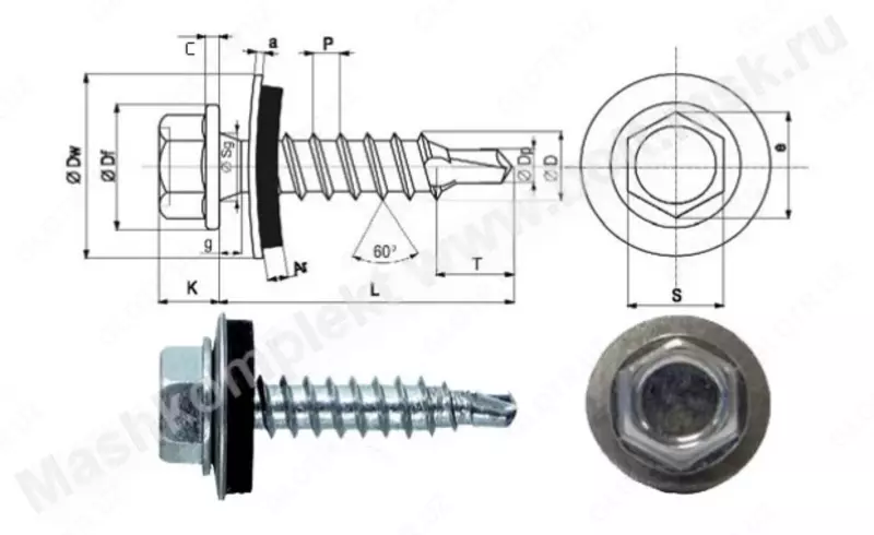 Саморез кровельный 4 8х40