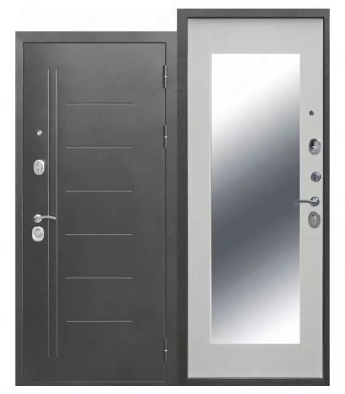 Входная дверь Троя Серебро макси  с зеркалом