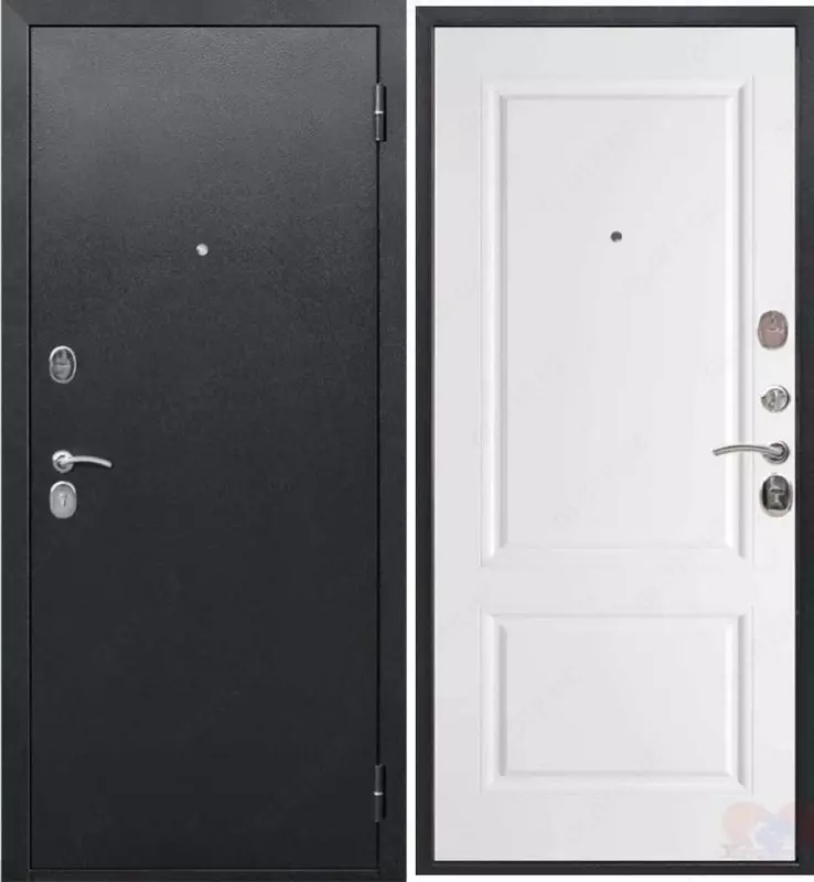 Входная дверь Гарда Серебро (Эмаль белая/Эмаль серая)