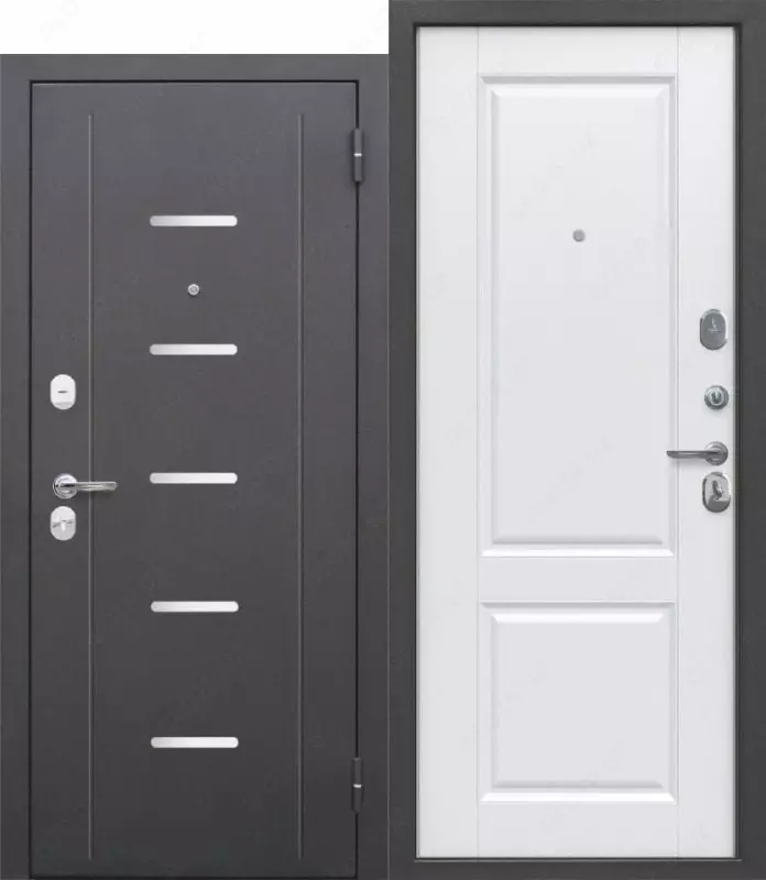 Дверь металл «ГАРДА серебро Велюр белый софт