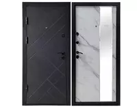 Метал.дверь Бруклин — серебро зеркало мрамор