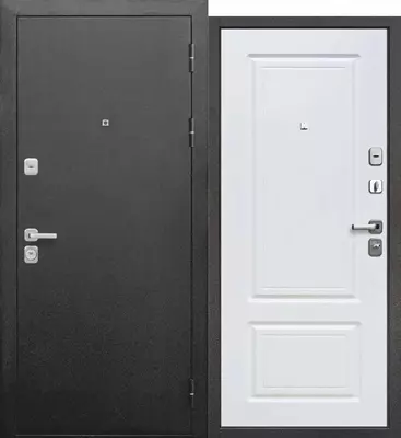 Стальная дверь Толстяк букле чеорный белый ясень