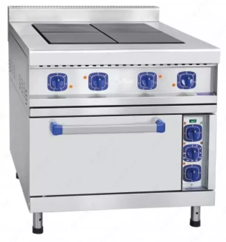 Плита электрическая четырехконфорочная с жарочным шкафом ЭПК-48ЖШ-К-2/1 с возможностью принудительной циркуляции воздуха (конвекцией) и увлажнением