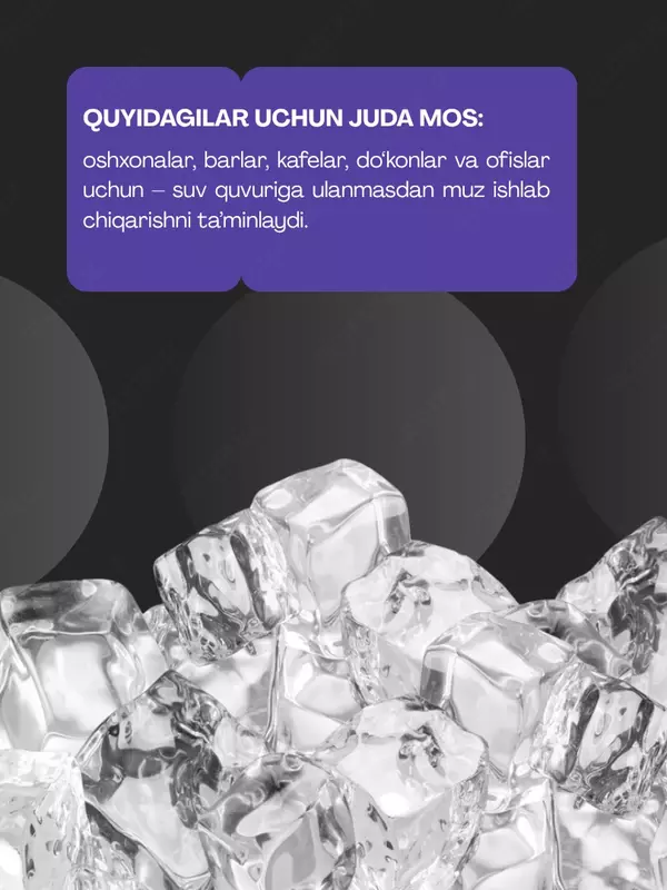 Professional muz tayyorlagich Uskunalar.uz EMU-25 – kvadrat shakldagi muz / kuniga 25 kg Chakana savdo