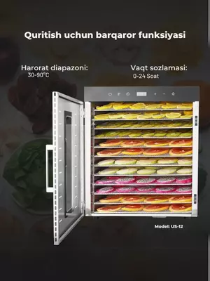 5 401 000 so'm / dona Sabzavot va mevalar uchun quritgich meva