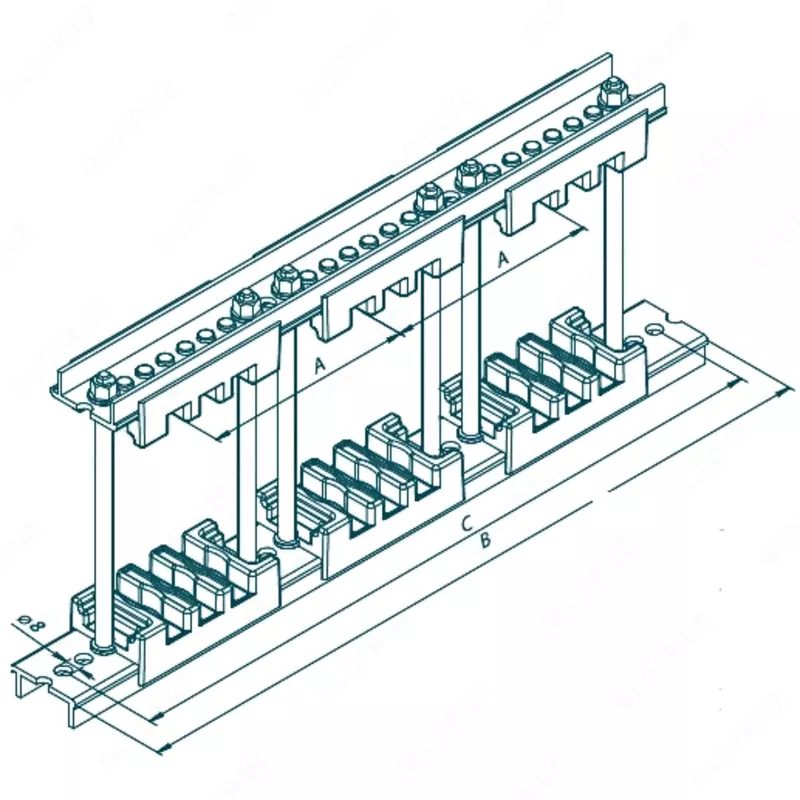 Шинодержатель МК 100725 (Шинодержатель трехполюсный с изолятором 87-10-3