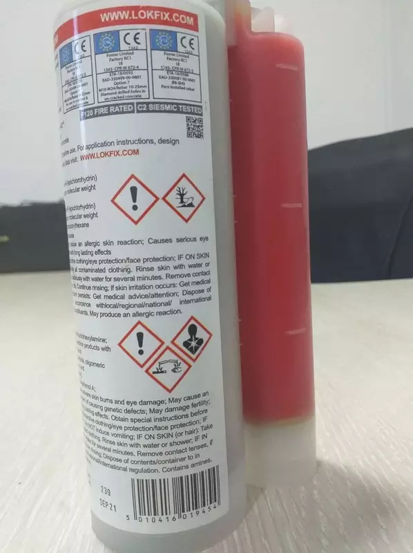 Анкер клей, Lokfix, эпоксидный анкер для бетона, анкераж, химический