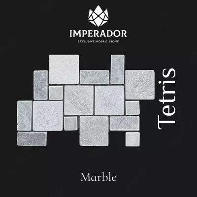 Брусчатка из мрамора "Tetris" серый
