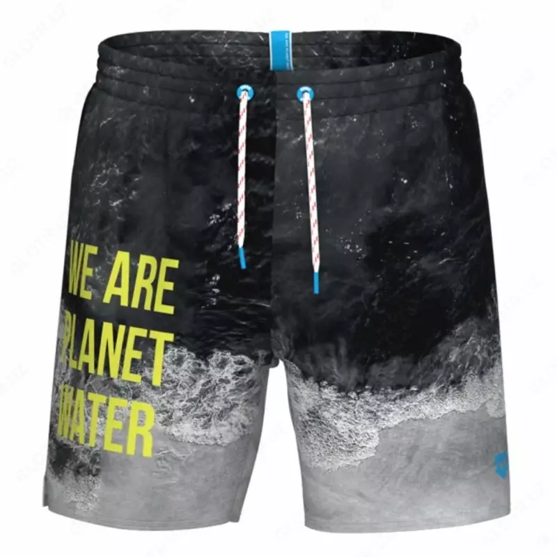 Arena Water prints erkaklar sohil shortlari, XXL, black beach soft green